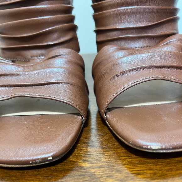 Halston Heritage Kiera brown leather pleated sandals size 8 - Picture 13 of 15